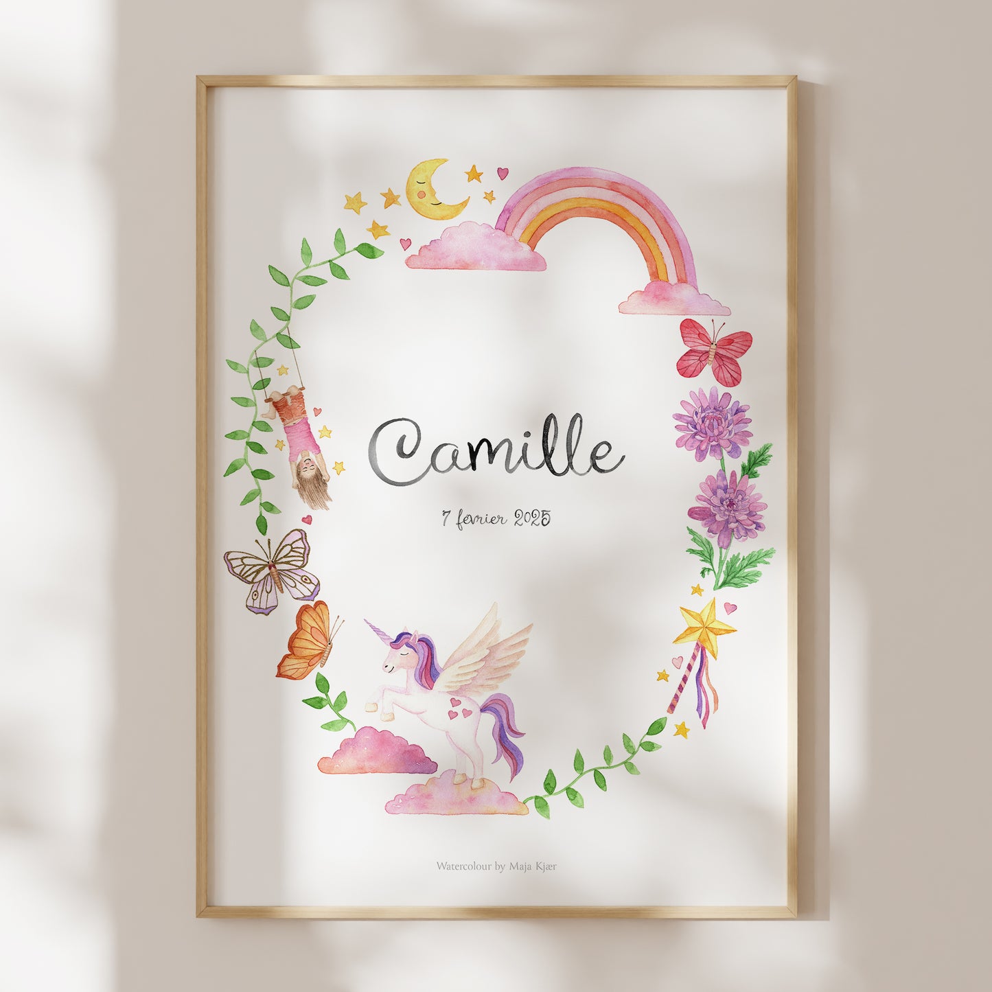 Rainbows and Unicorns name & birth print