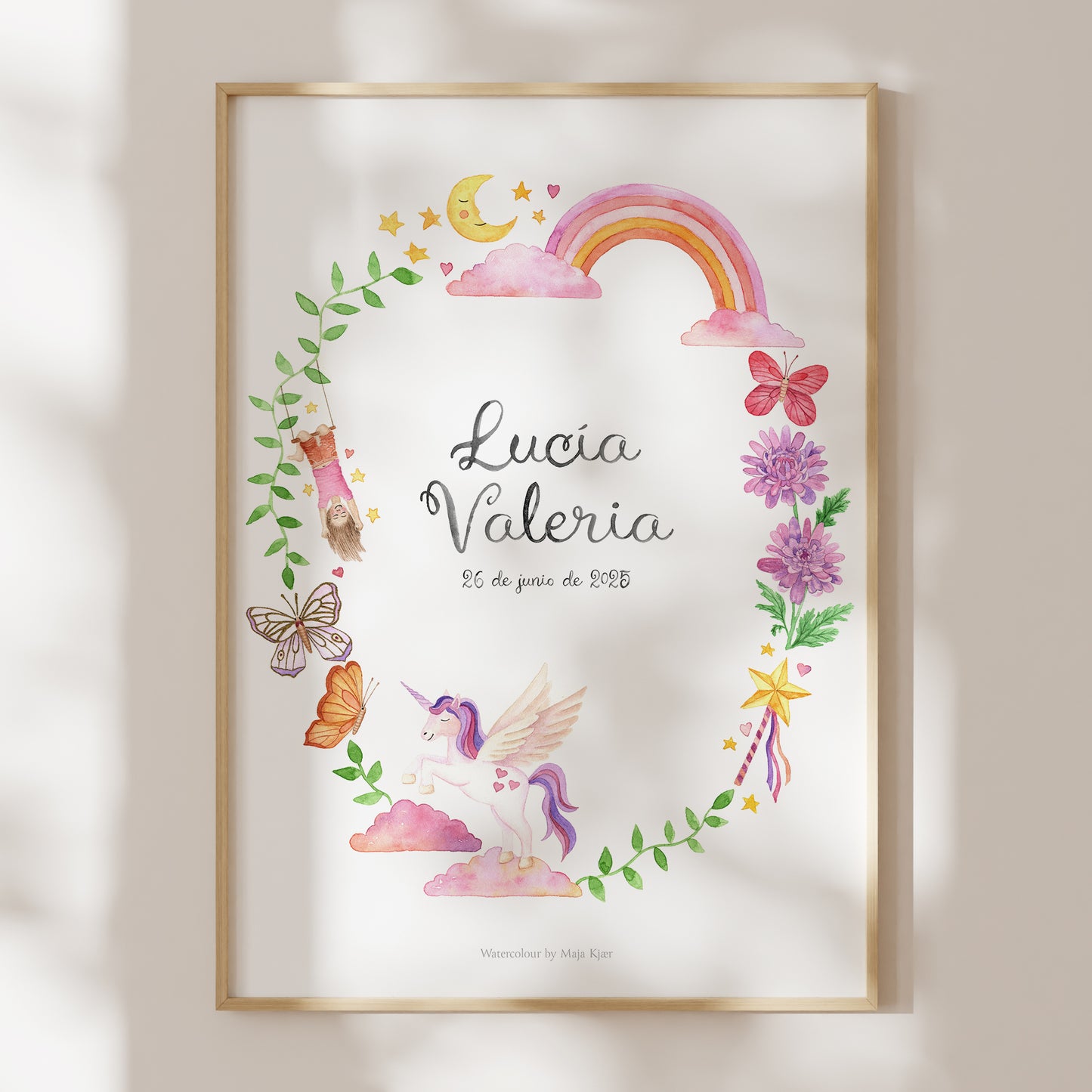 Rainbows and Unicorns name & birth print