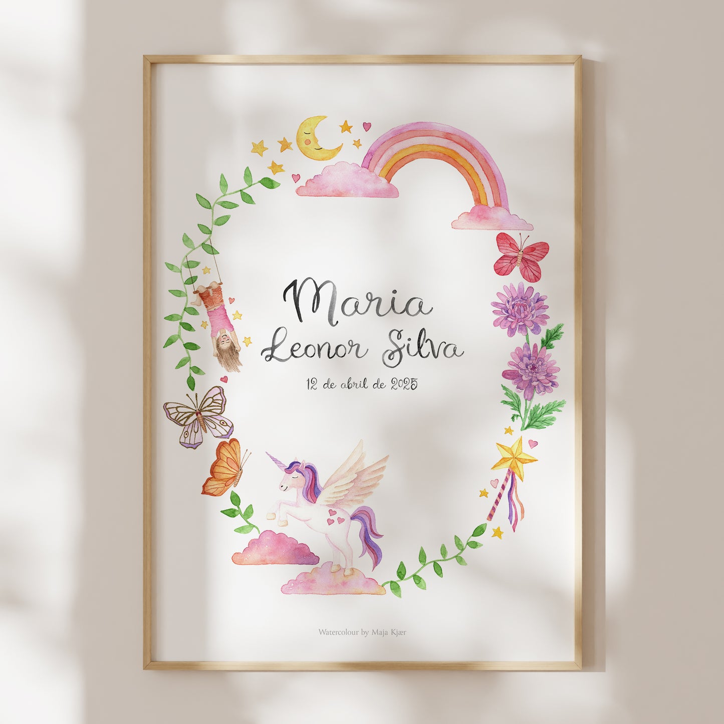 Rainbows and Unicorns name & birth print