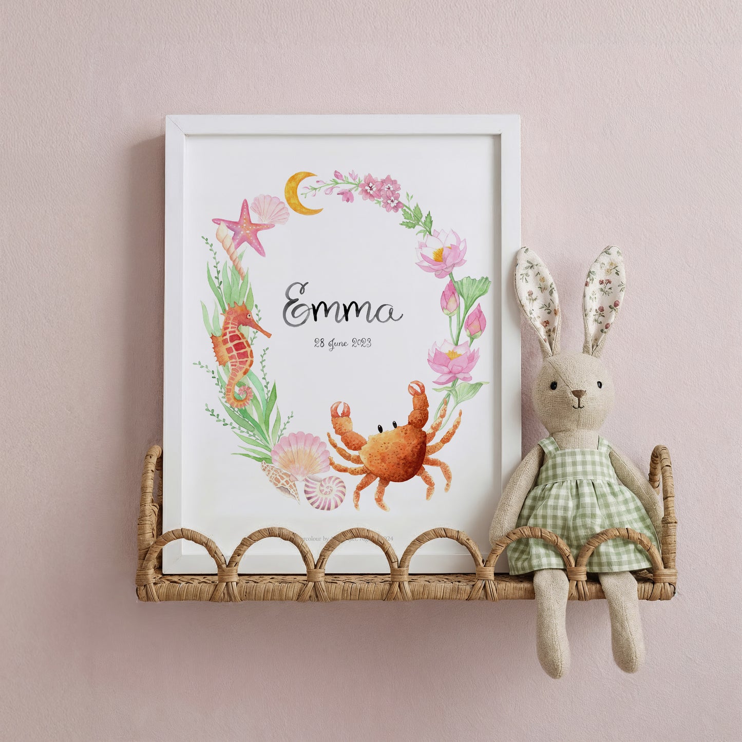 Pink Sea name & birth print | Zodiac sign Cancer