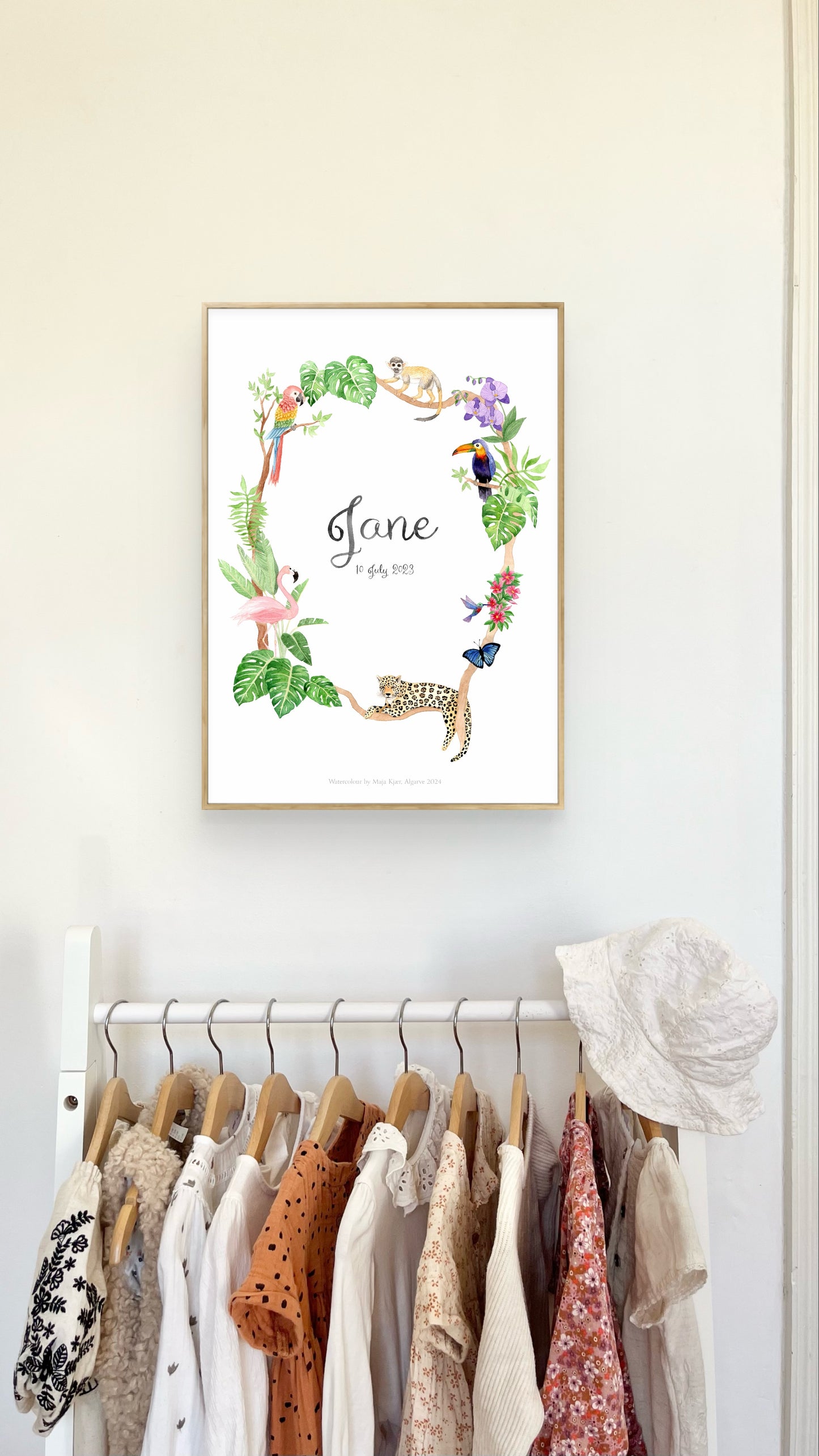 Jungle animals name & birth print