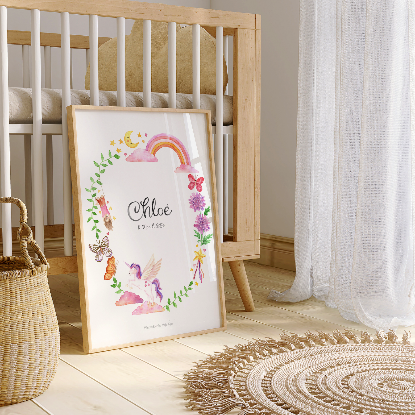 Rainbows and Unicorns name & birth print