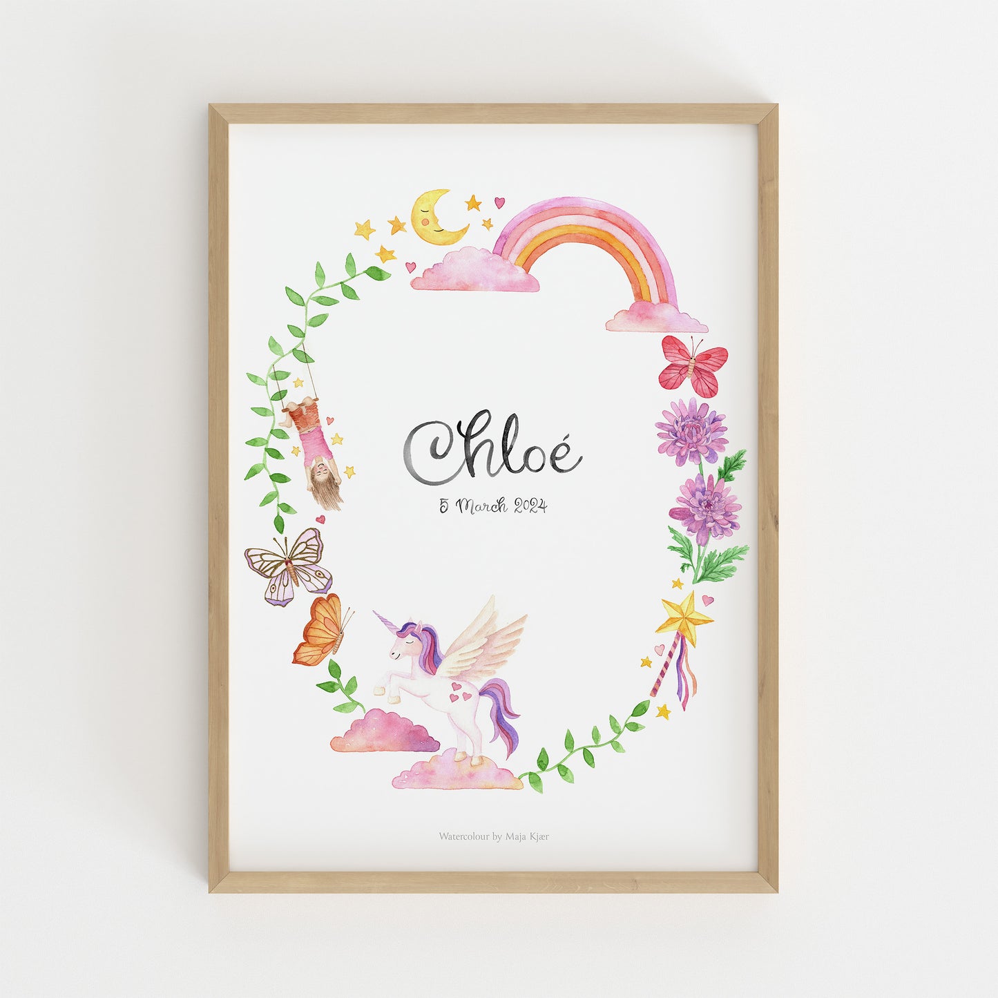 Rainbows and Unicorns name & birth print