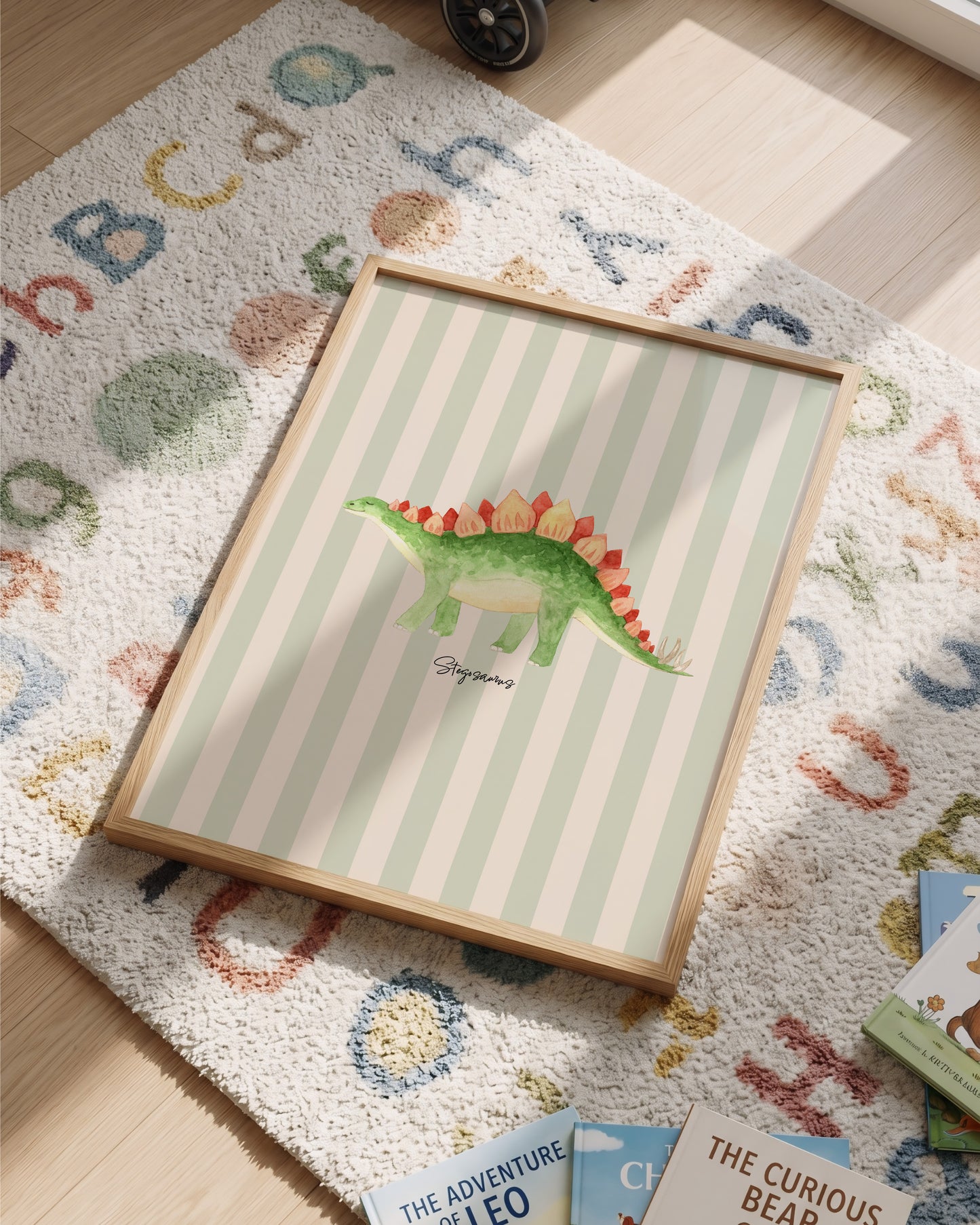 Stegosaurus Poster - Green Stripes