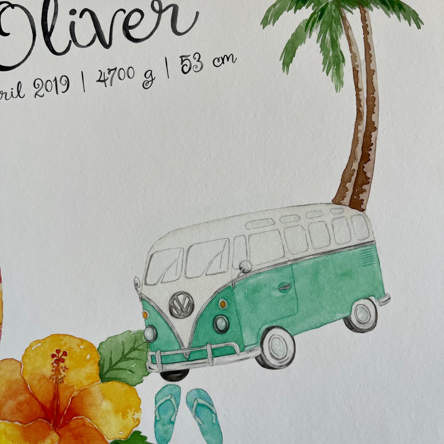 Tropical Surf name & birth print