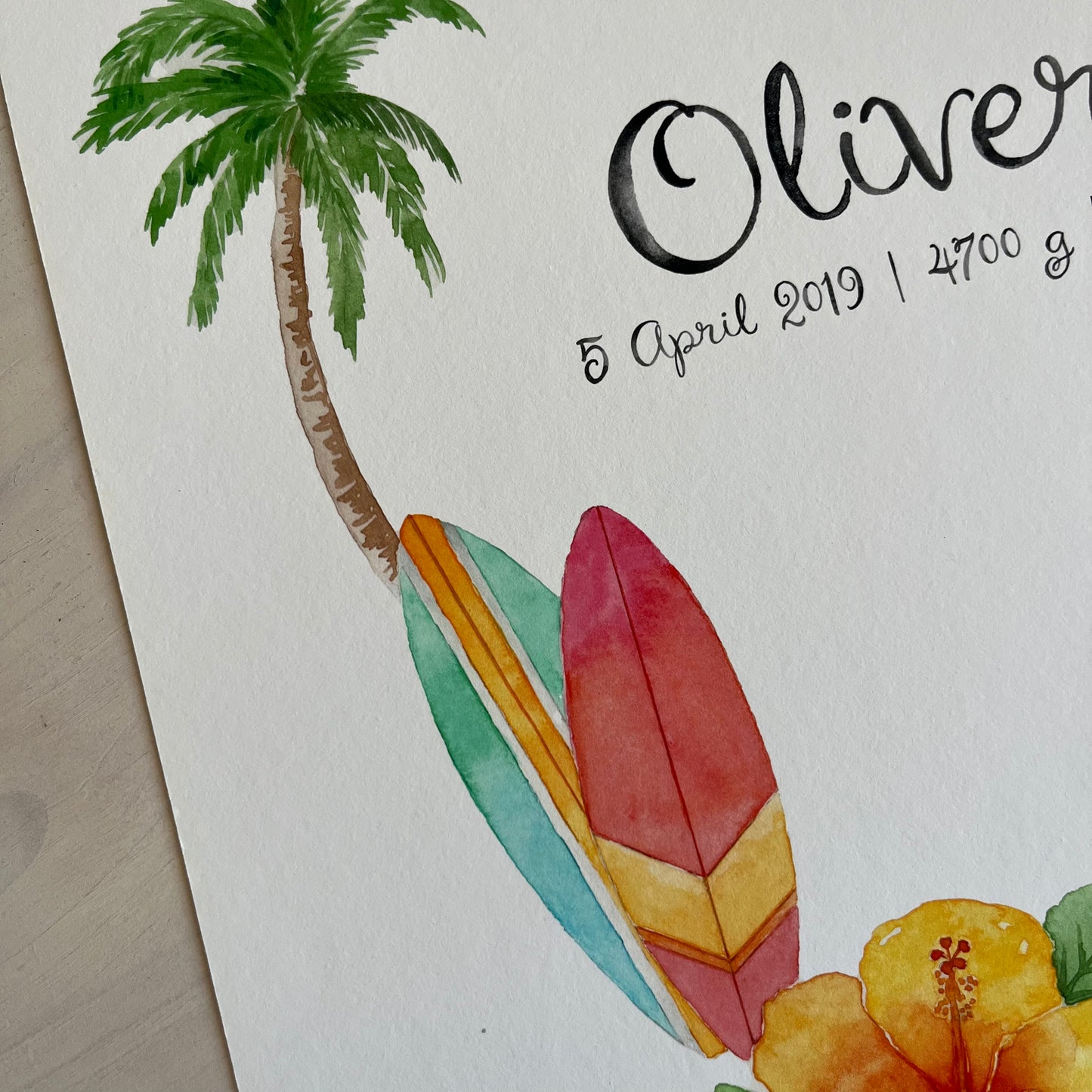 Tropical Surf name & birth print