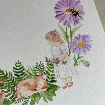 Woodland animals name & birth print | Zodiac sign Virgo