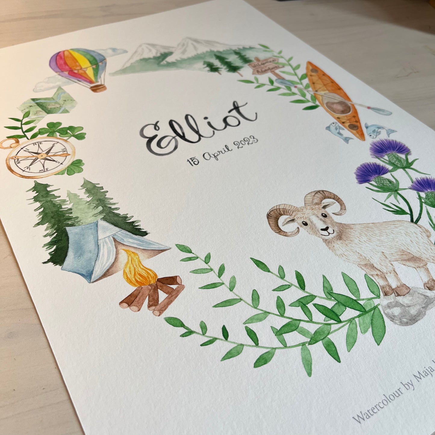 Adventure name & birth print | Zodiac sign Aries