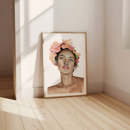 Divine Beauty | Floral Watercolour Portrait Print