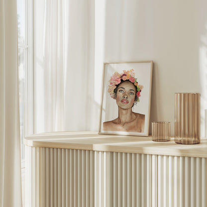 Divine Beauty | Floral Watercolour Portrait Print