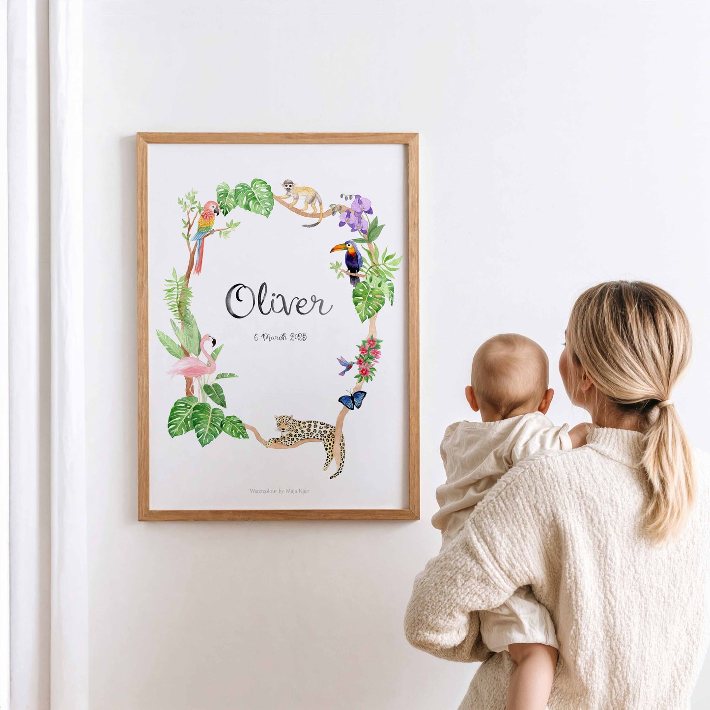 Jungle animals name & birth print