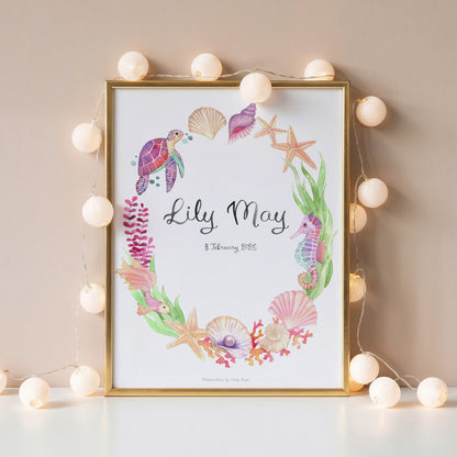 Ocean Friends name & birth print