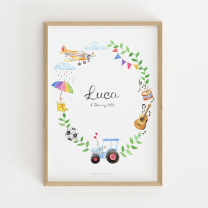 My Favourite Things name & birth print