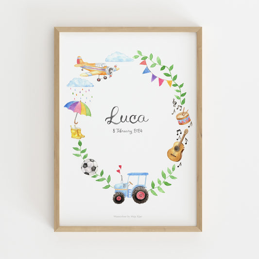 My Favourite Things name & birth print