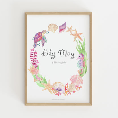 Ocean Friends name & birth print