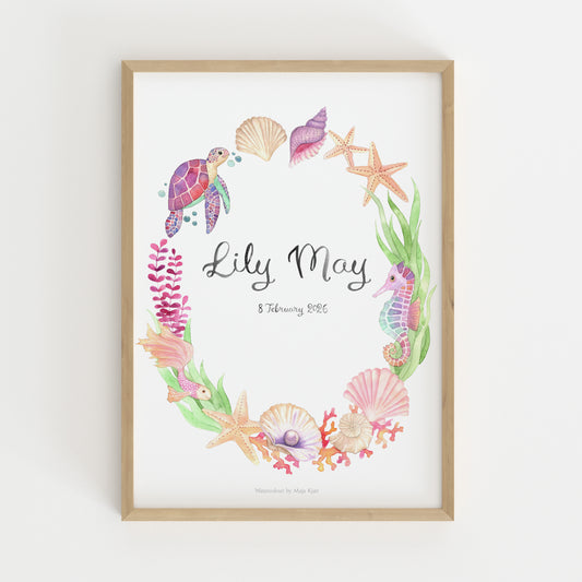Ocean Friends name & birth print
