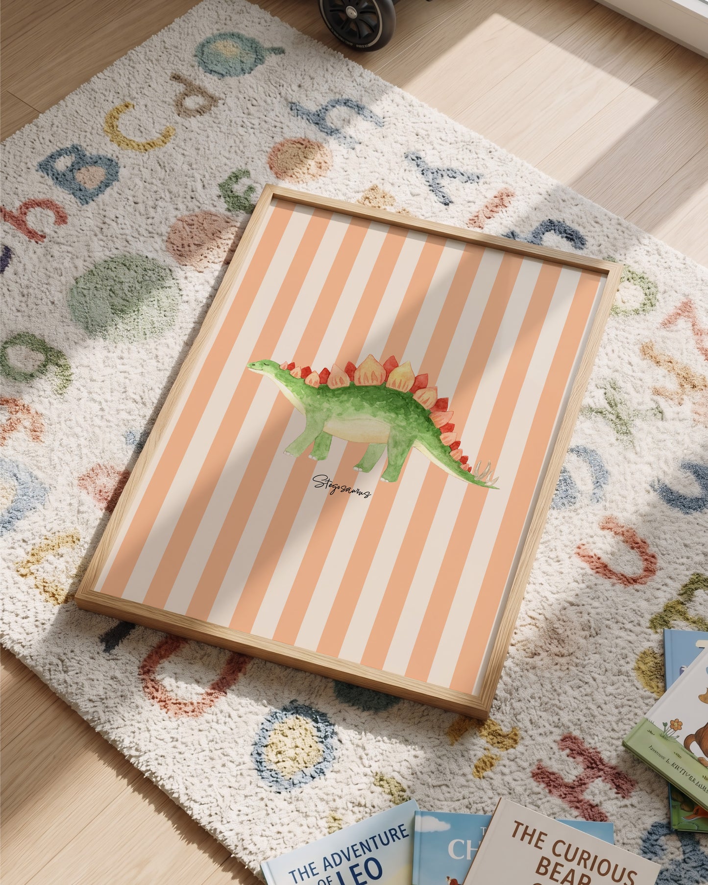 Stegosaurus Poster – Coral Stripes