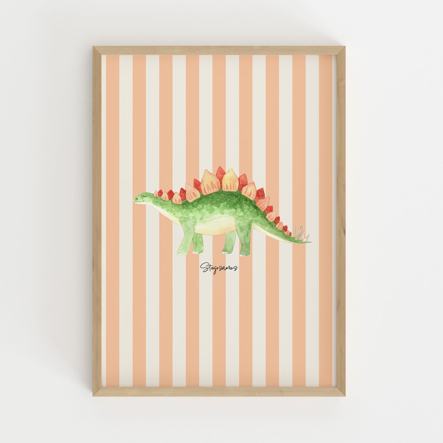 Stegosaurus Poster – Coral Stripes