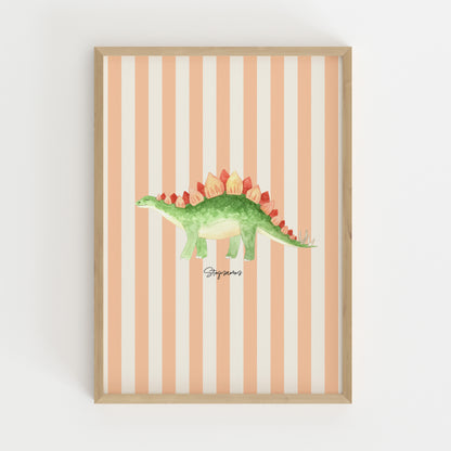 Stegosaurus Poster – Coral Stripes