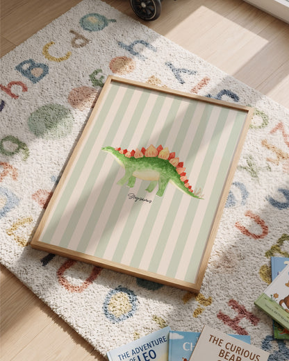 Stegosaurus Poster - Green Stripes