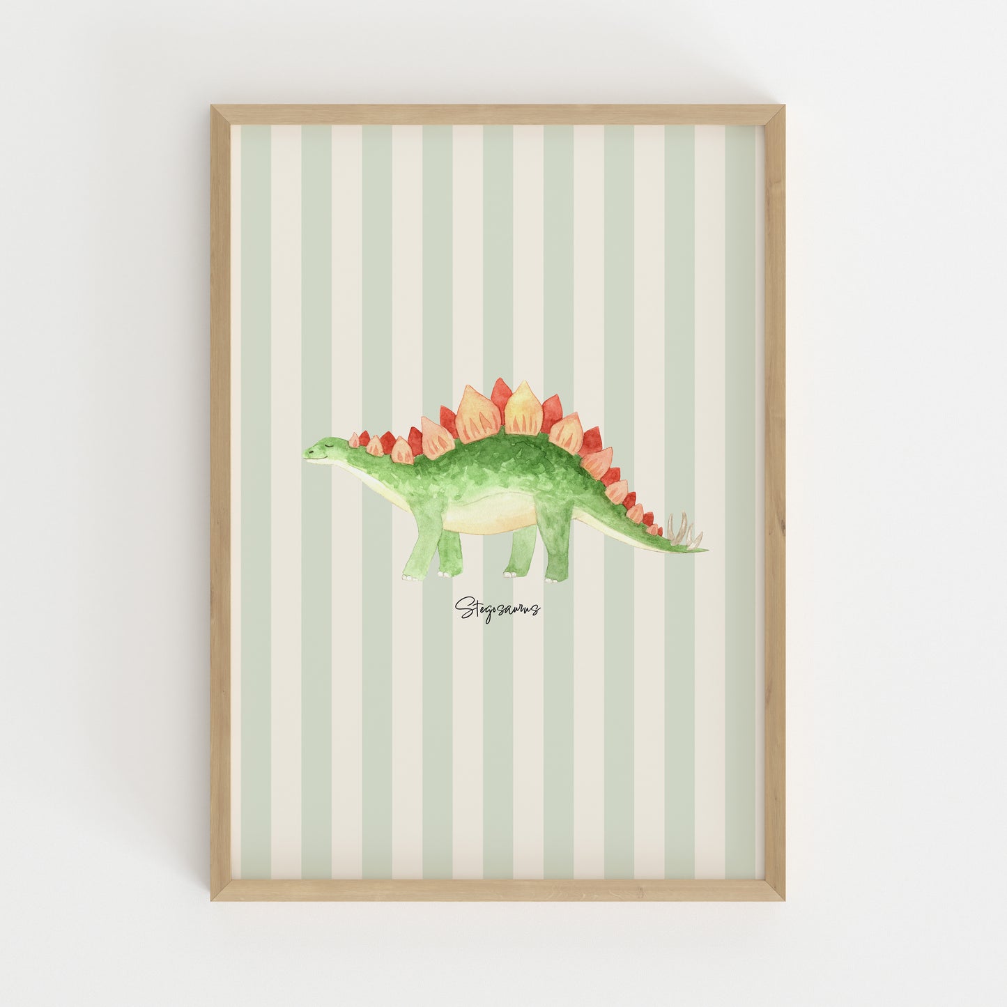 Stegosaurus Poster - Green Stripes