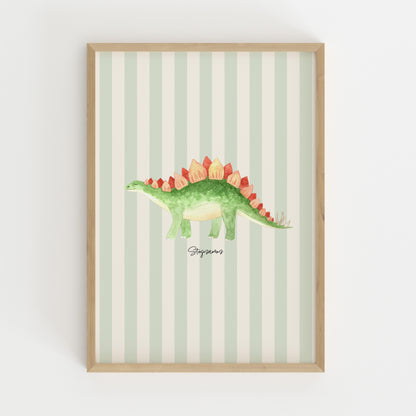 Stegosaurus Poster - Green Stripes