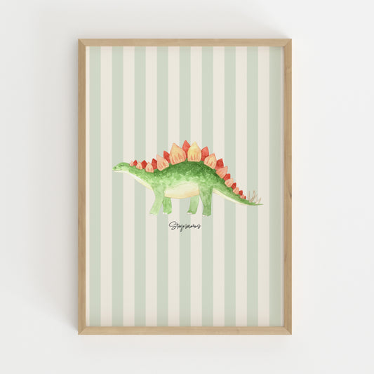 Stegosaurus Poster - Green Stripes